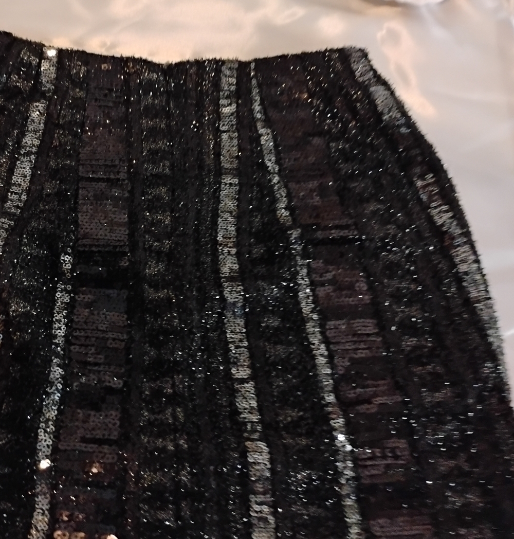 Express Glittering Black and Silver Pencil Skirt